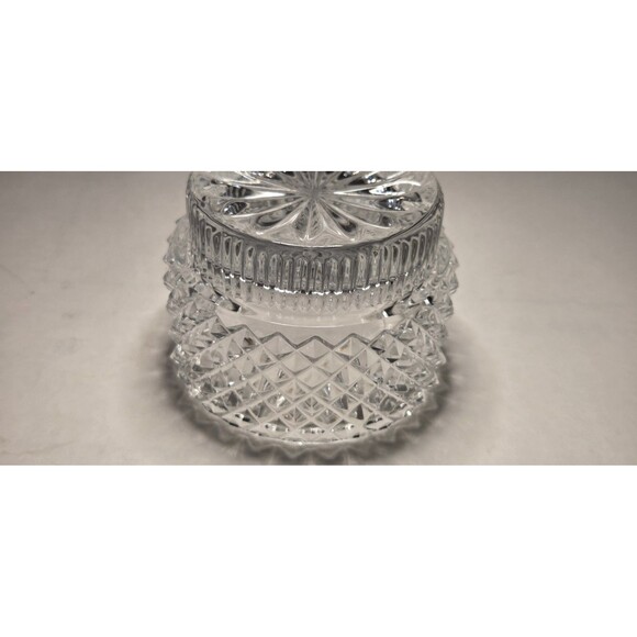 Vintage Lead Crystal Votive Candle Holder Diamond Cut With Star Pattern 2.5" - Picture 6 of 7